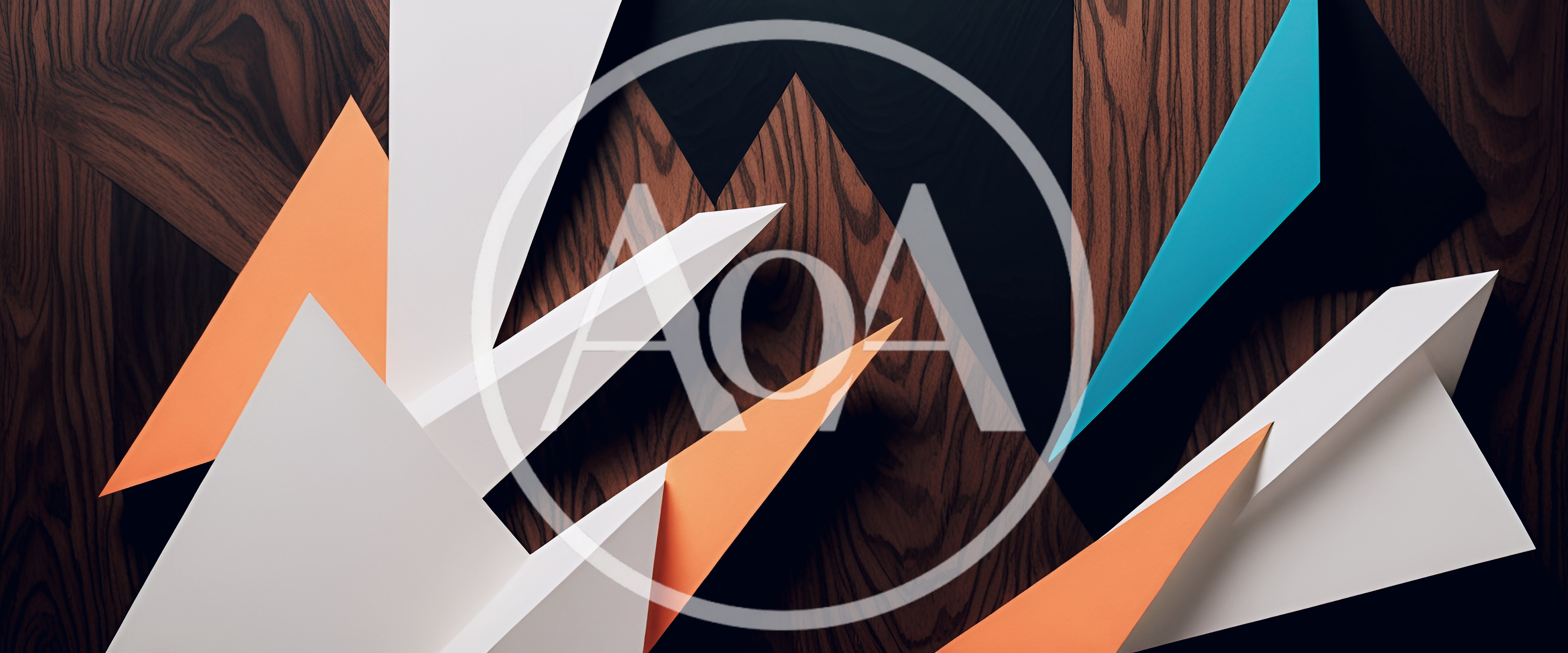 Abstract Geometric Shapes On Wood Grain Background