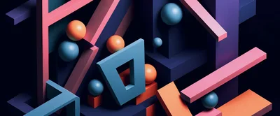 Abstract 3D Geometric Shapes Composition