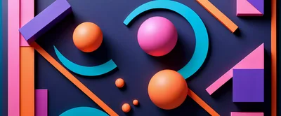 Abstract 3D Geometric Shapes Composition