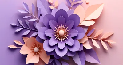 Paper Craft Floral Arrangement With Purple And Peach Flowers