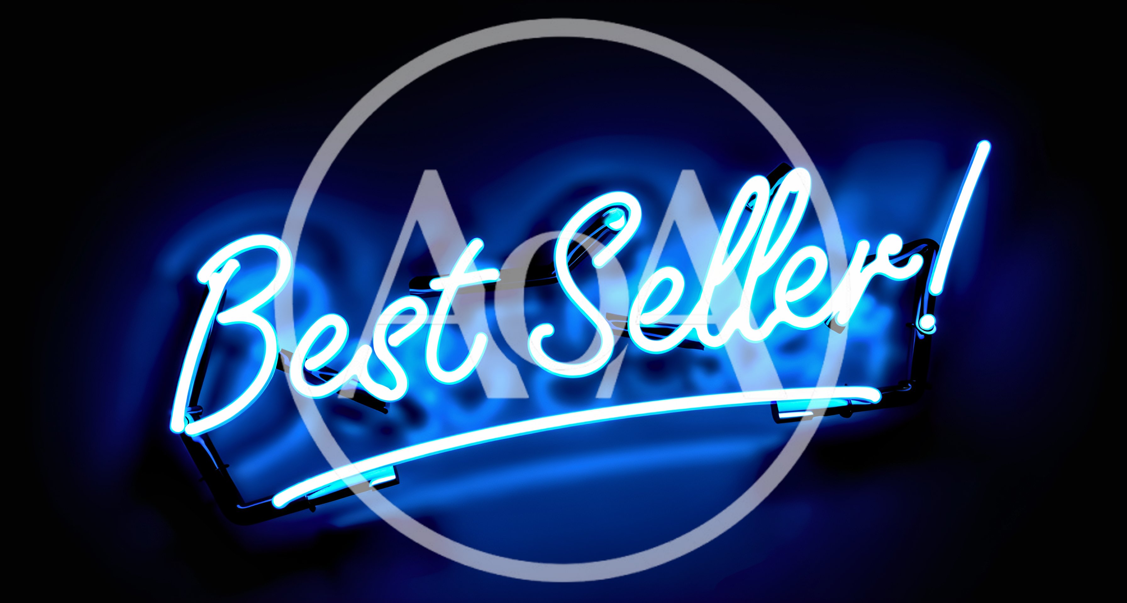Neon Best Seller Sign Glowing In Blue Light