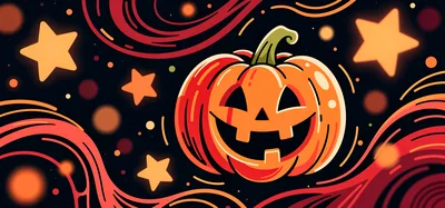 Halloween Jack O Lantern Pumpkin With Stars And Swirls