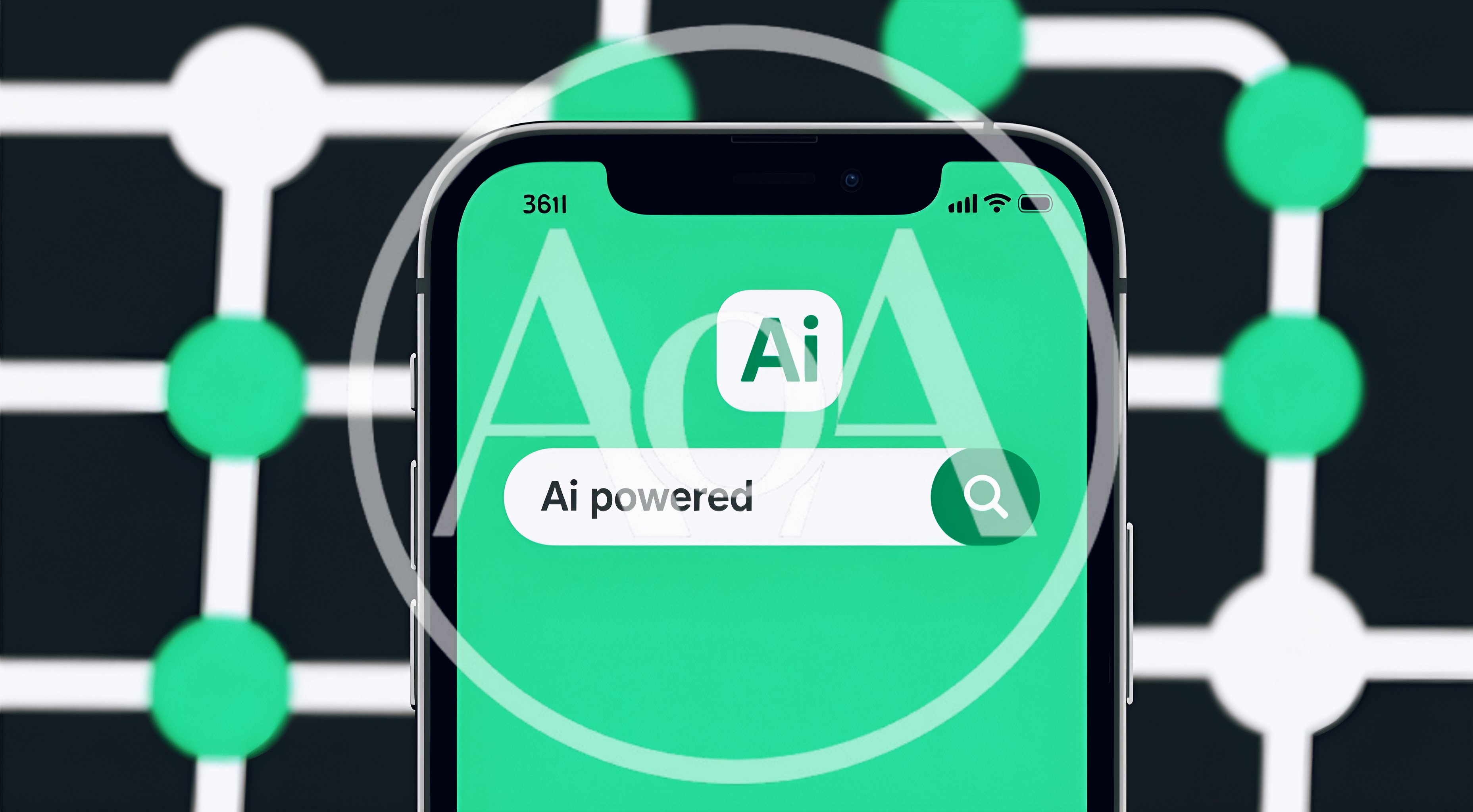 Smartphone Display Showing Ai Powered Search Bar