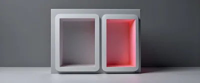 Two Modern Rectangular Display Niches With Pink Lighting