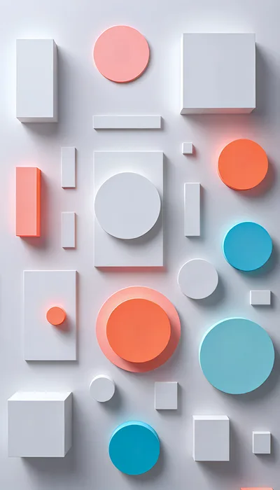 Abstract 3D Geometric Shapes Composition