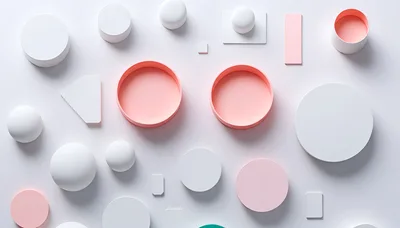 Abstract 3D Geometric Shapes On White Background