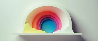 Abstract Rainbow Tunnel With Layered Paper Cutout Design