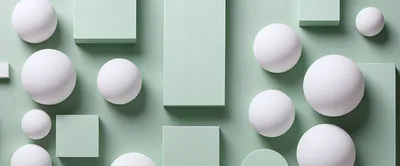 Abstract 3D Composition With Spheres And Rectangular Blocks