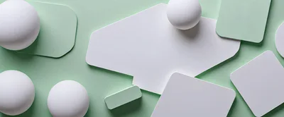 Abstract 3D Geometric Shapes On Pastel Green Background