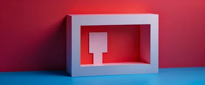 Minimalist 3D Rectangular Frame With Floating Geometric Shape