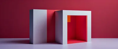 Minimalist Geometric White And Red Display Podium