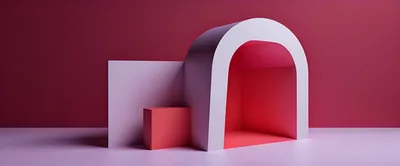 Minimalist 3D Rendered Archway With Geometric Shapes