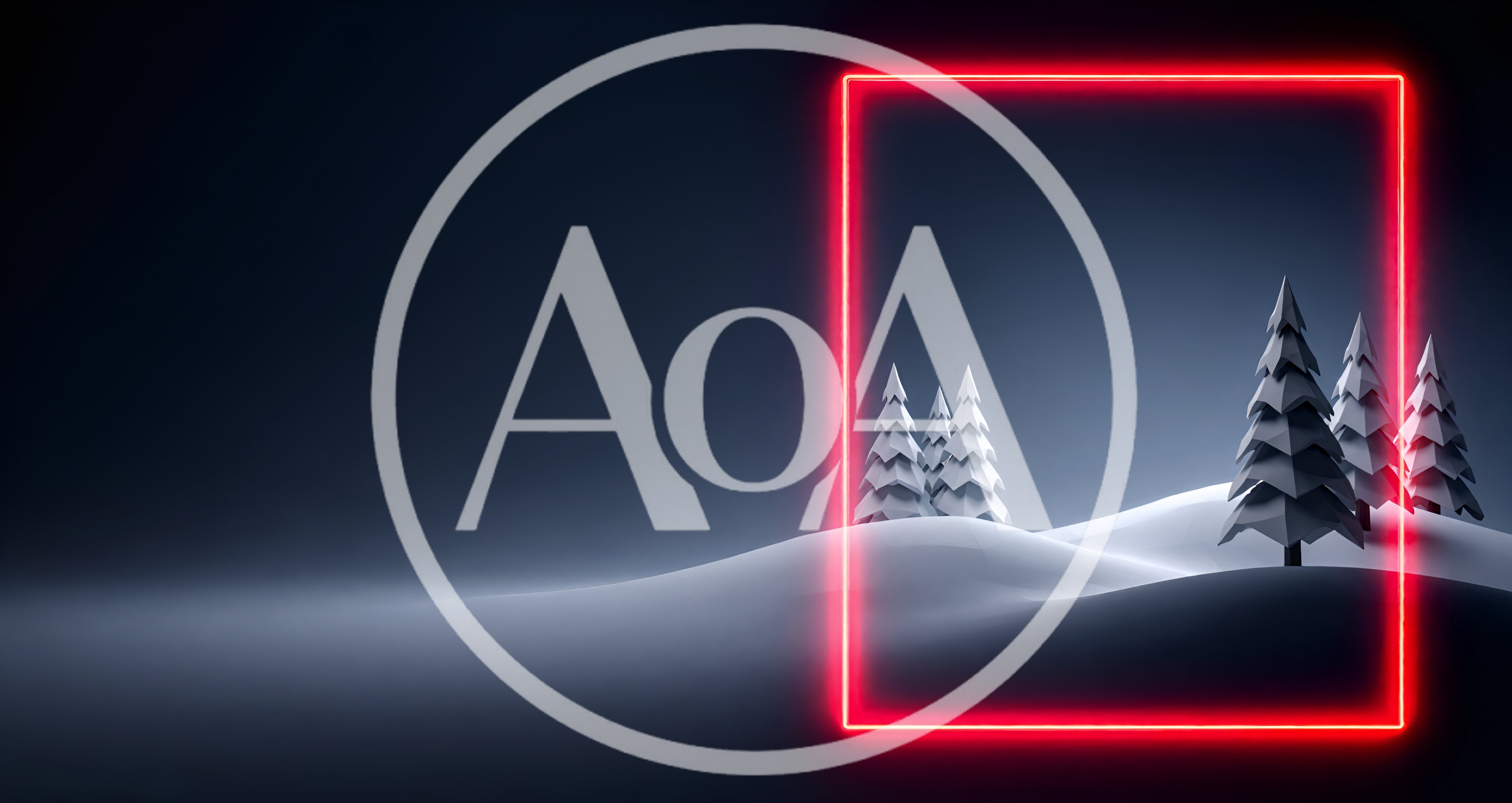 Minimalist Low Poly Winter Landscape With Neon Frame