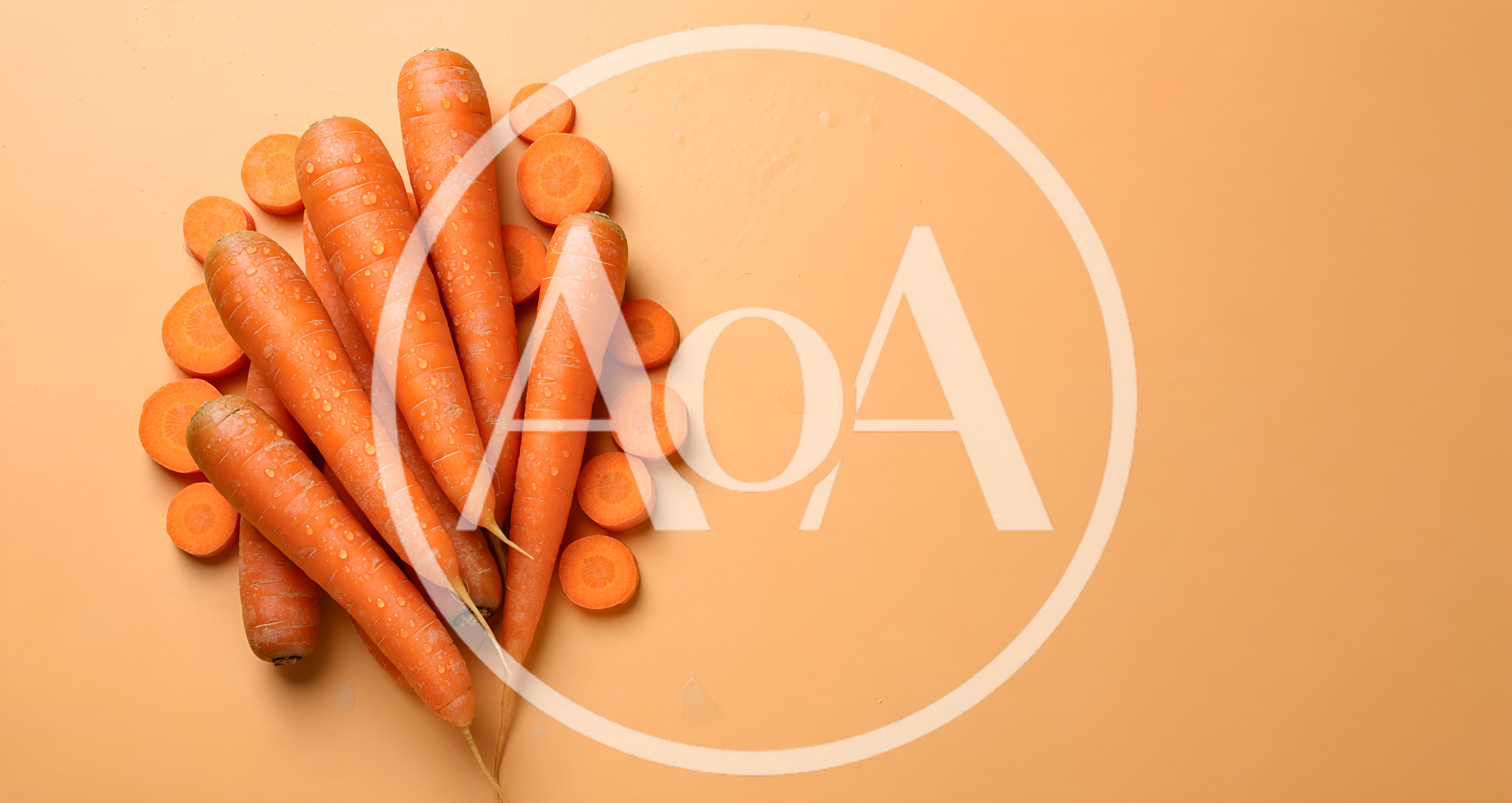 Fresh Whole And Sliced Carrots On Orange Background