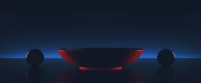 Minimalist Red Bowl Display Stand With Spheres
