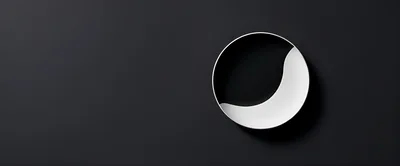 Minimalist Abstract Circular White Shape On Black Background