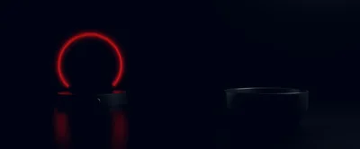 Minimalist Product Display Pedestals With Red Neon Ring