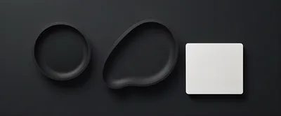 Minimalist Black And White Geometric Trays On Dark Background
