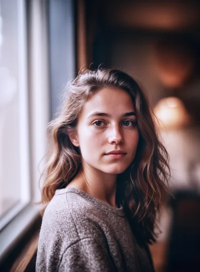 Portrait Of A Young Woman Near A Window