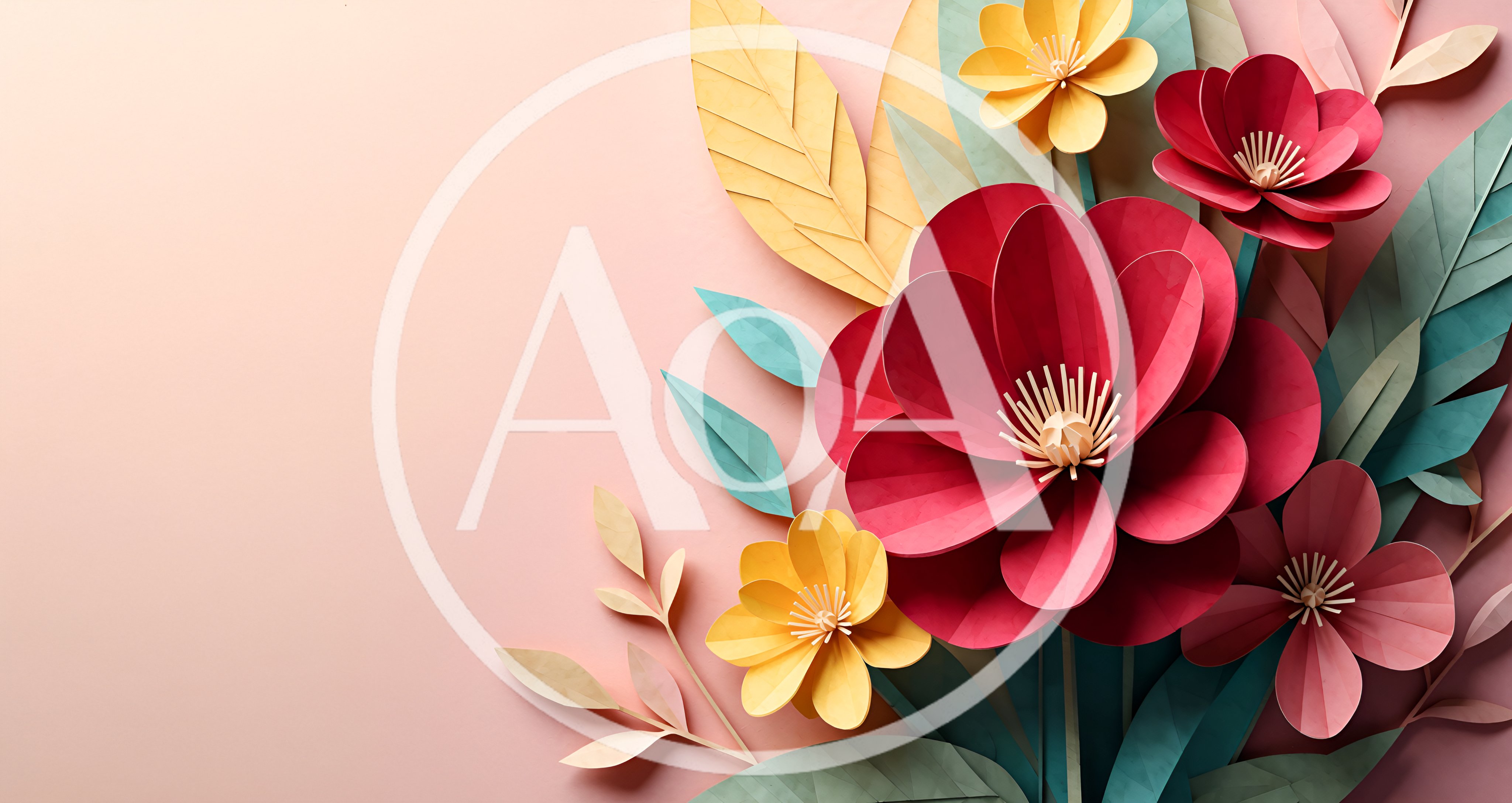 Paper Craft Floral Arrangement On Pastel Pink Background