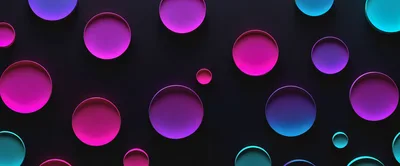 Abstract 3D Circles With Neon Gradient Lighting