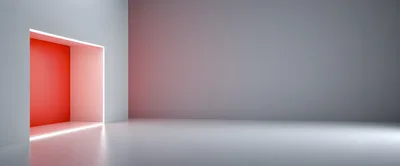 Minimalist Interior With Red Illuminated Display Niche