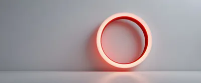 Glowing Red Neon Circle Light On Minimalist Wall