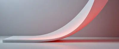 Minimalist Curved White Platform With Red Ambient Lighting