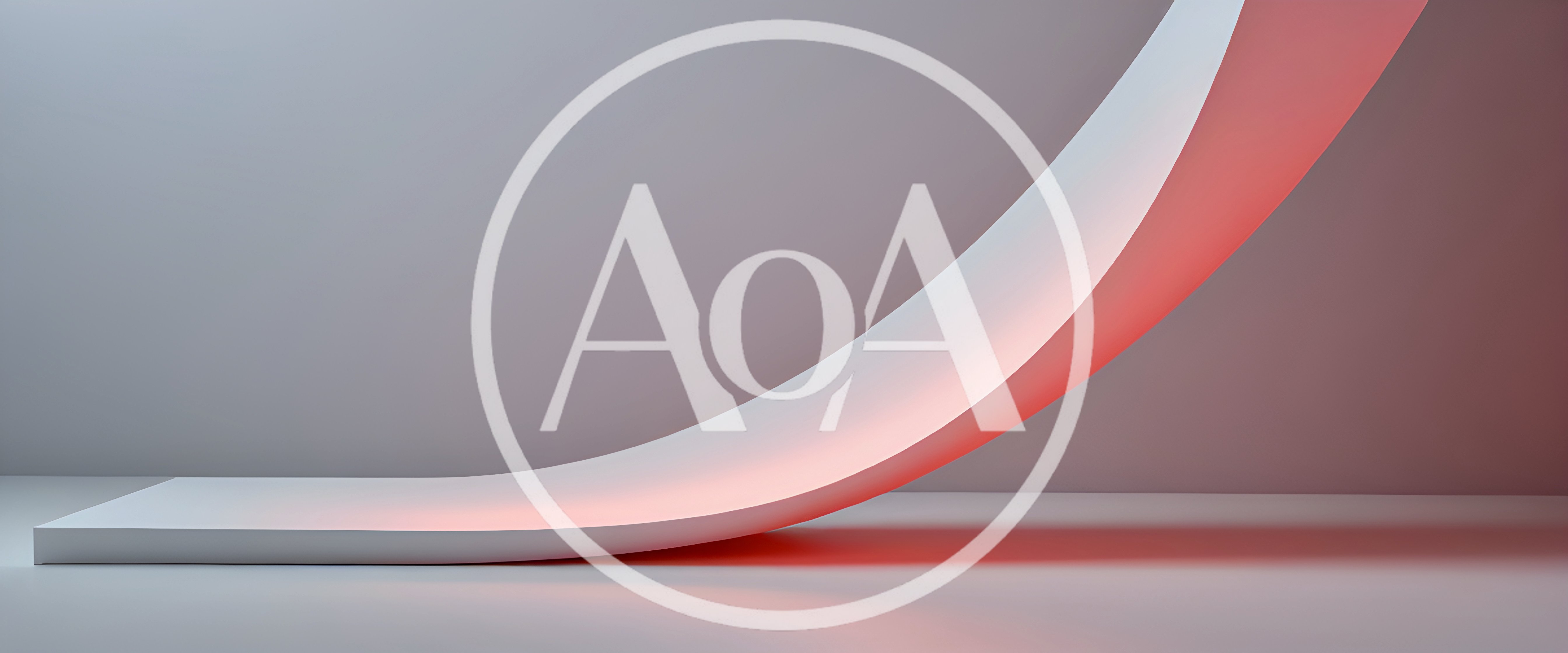 Minimalist Curved White Platform With Red Ambient Lighting