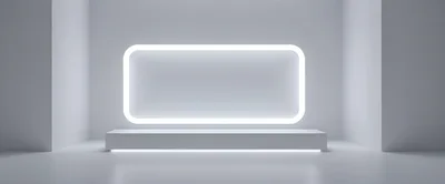 Minimalist White Product Display Podium With Neon Frame