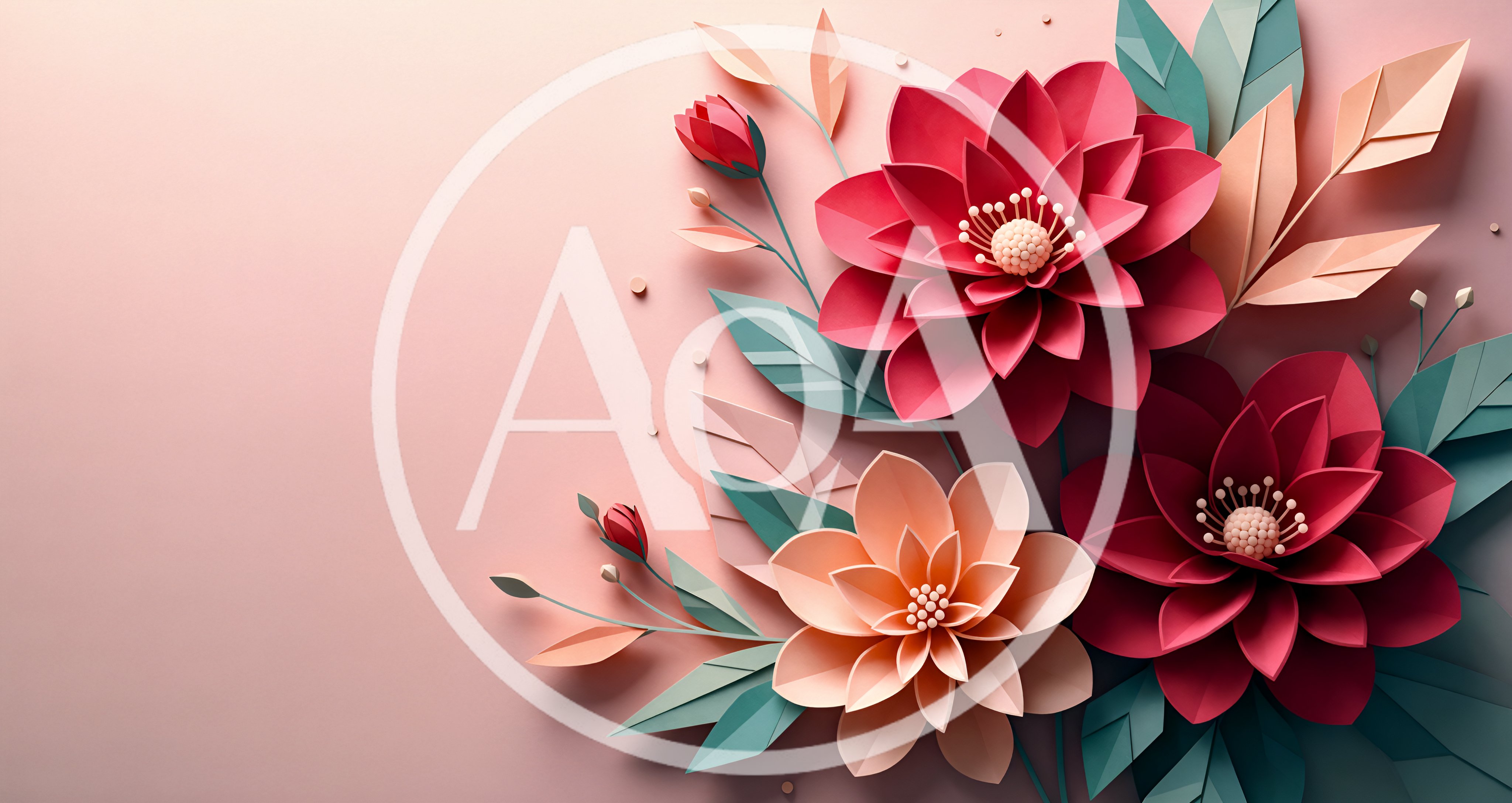 Paper Craft Floral Arrangement on Pastel Pink Background