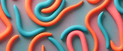Abstract Colorful Clay Shapes On Gray Background