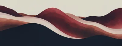 Abstract Minimalist Landscape With Wavy Red Hills