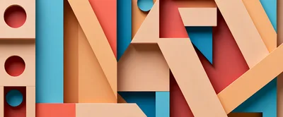 Abstract Geometric Composition With Layered Shapes And Colors