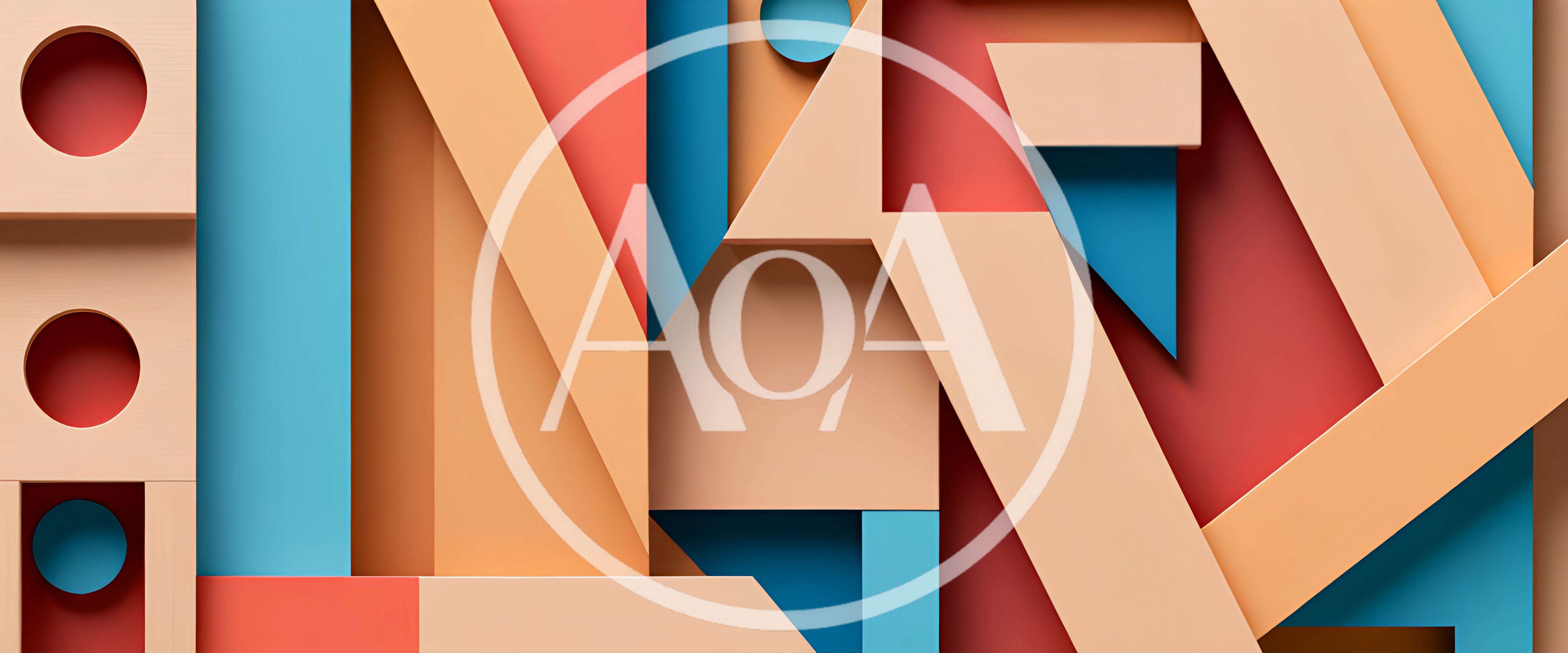 Abstract Geometric Composition With Layered Shapes And Colors