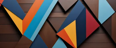 Abstract Geometric Shapes On Dark Wood Background