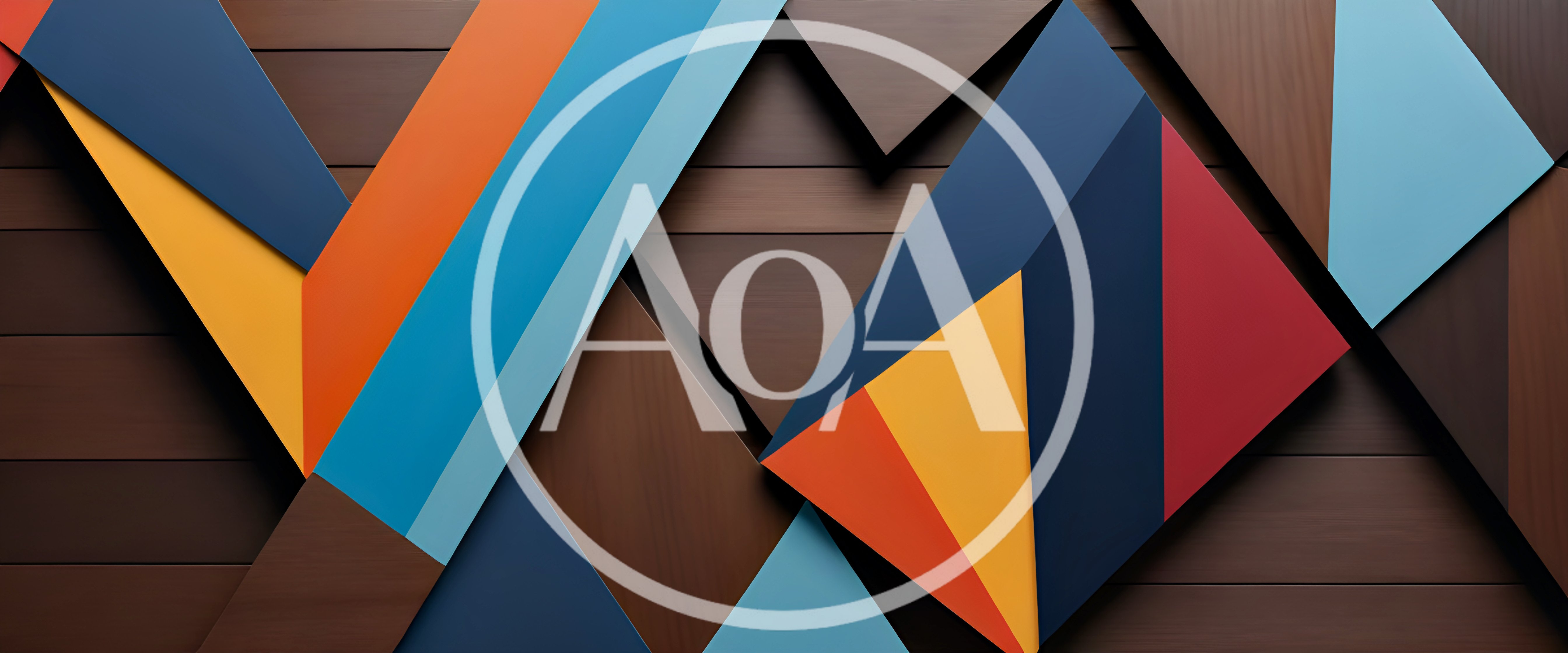 Abstract Geometric Shapes On Dark Wood Background