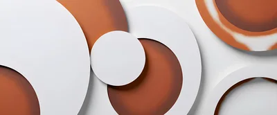 Abstract Geometric Composition With Overlapping White And Brown Circles