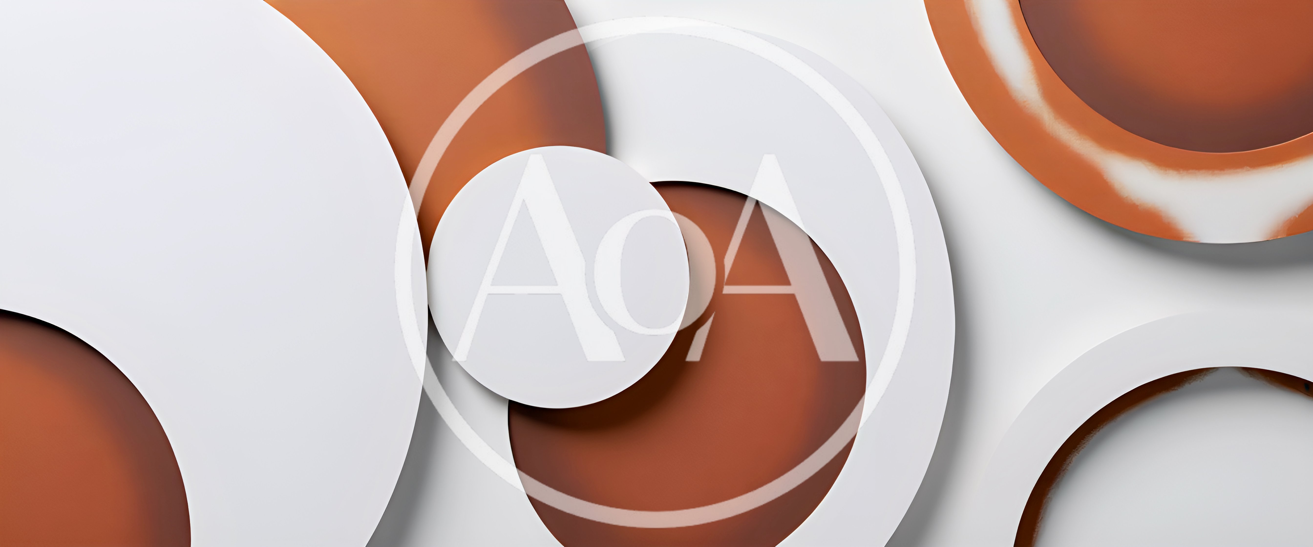 Abstract Geometric Composition With Overlapping White And Brown Circles