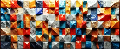 Abstract Geometric Wall Art With Textured Colorful Cubes