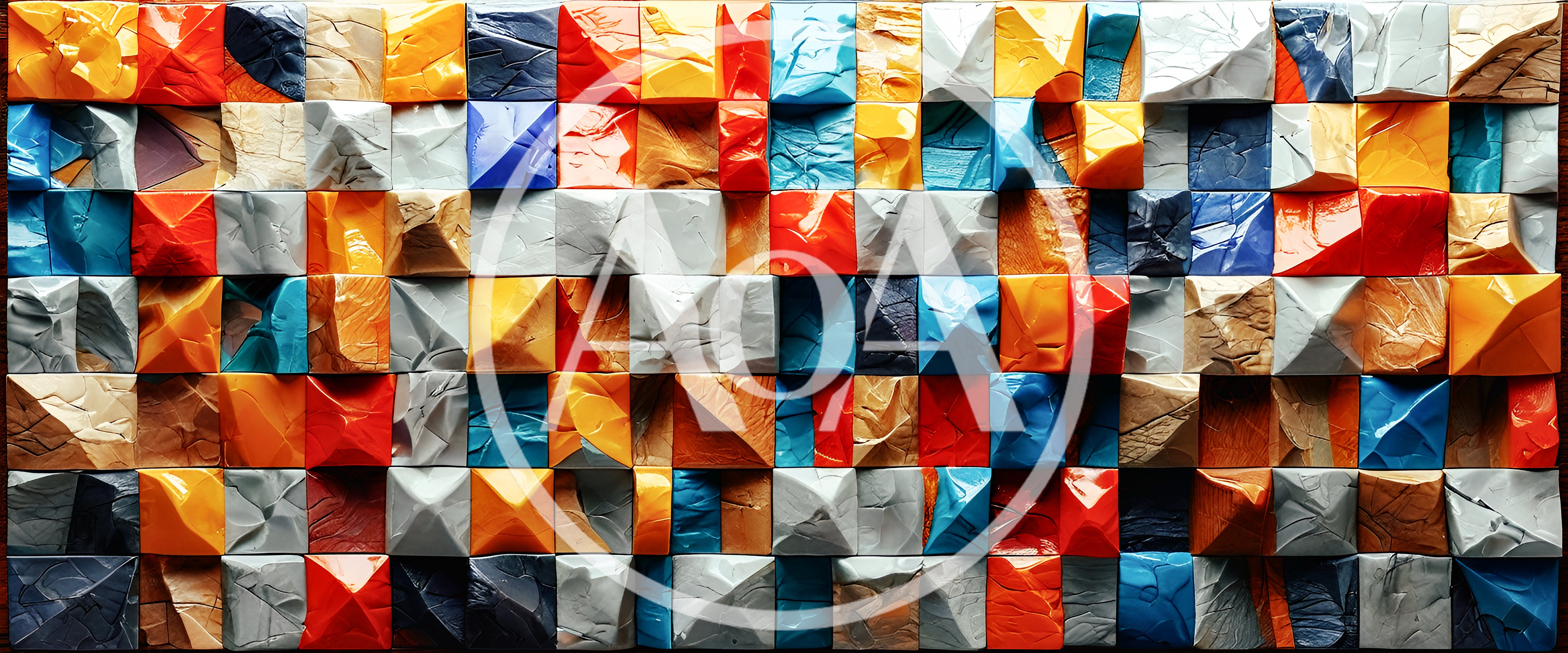 Abstract Geometric Wall Art With Textured Colorful Cubes