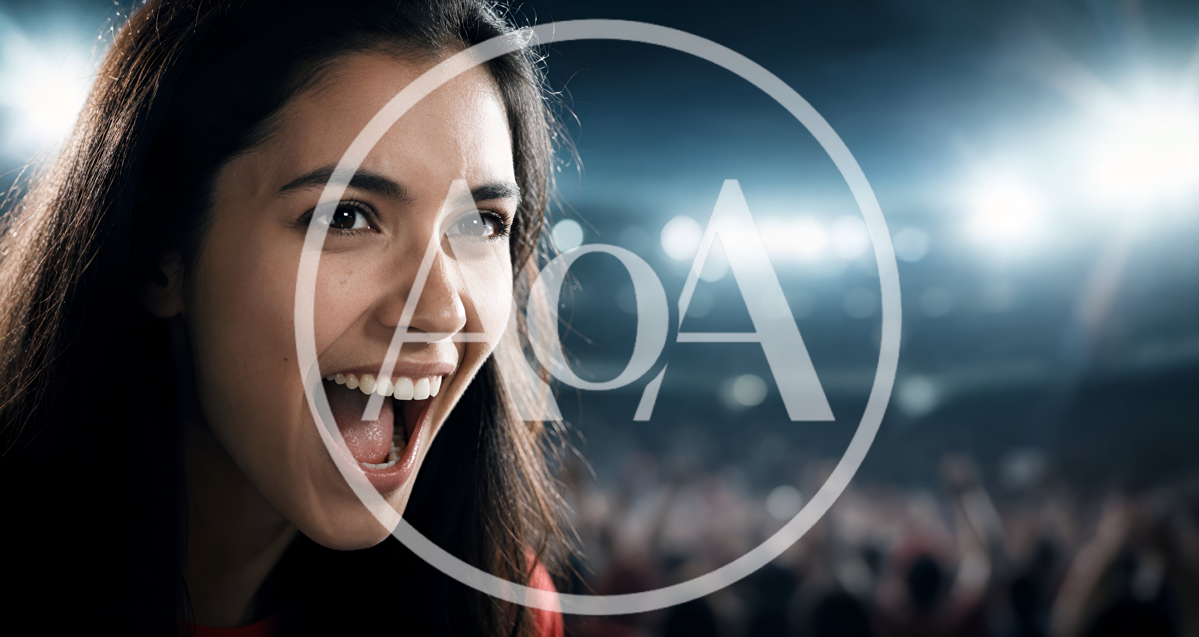 Excited Young Woman Cheering At A Sports Stadium