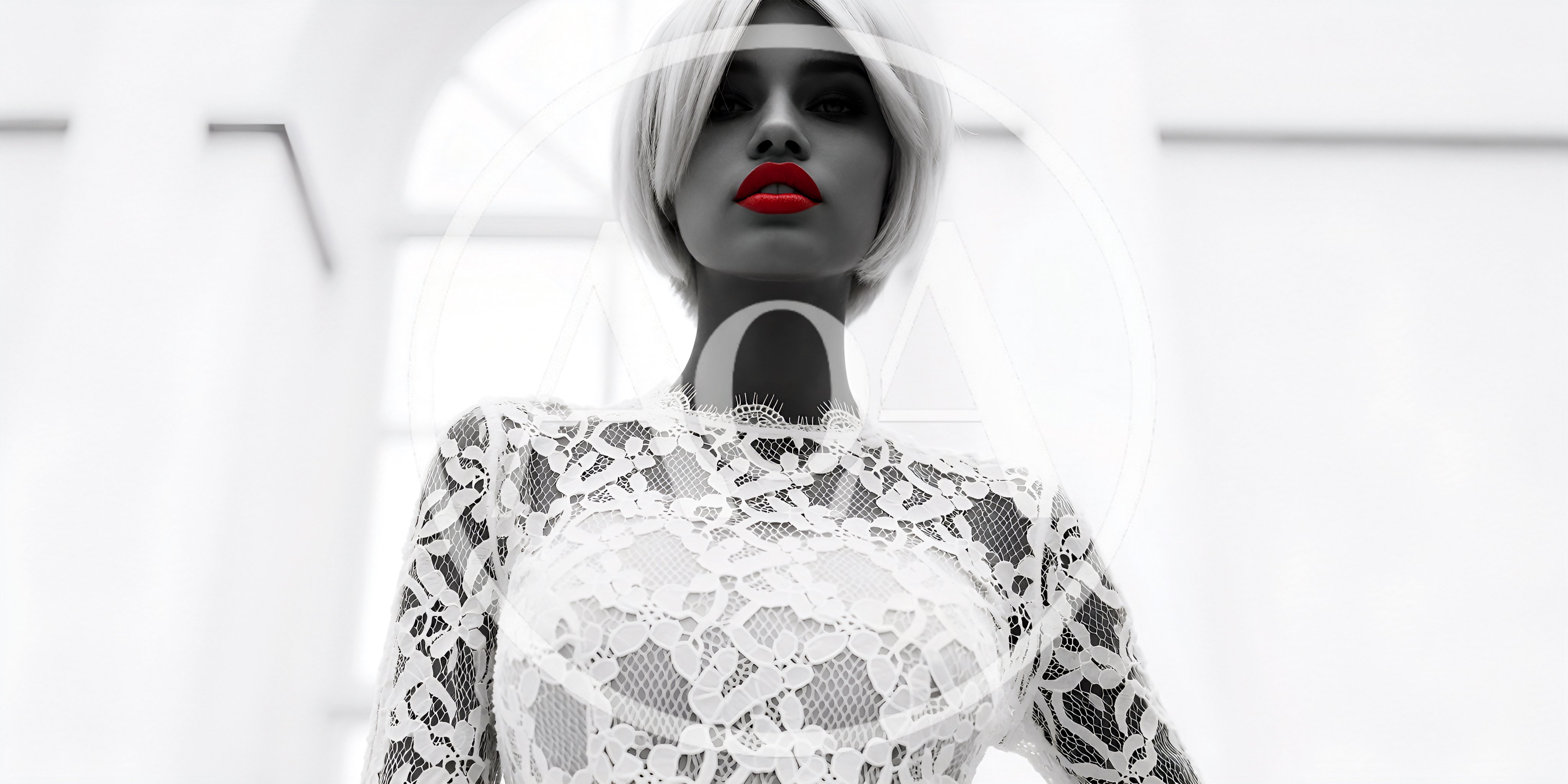 Fashion Portrait Of A Woman With Red Lips