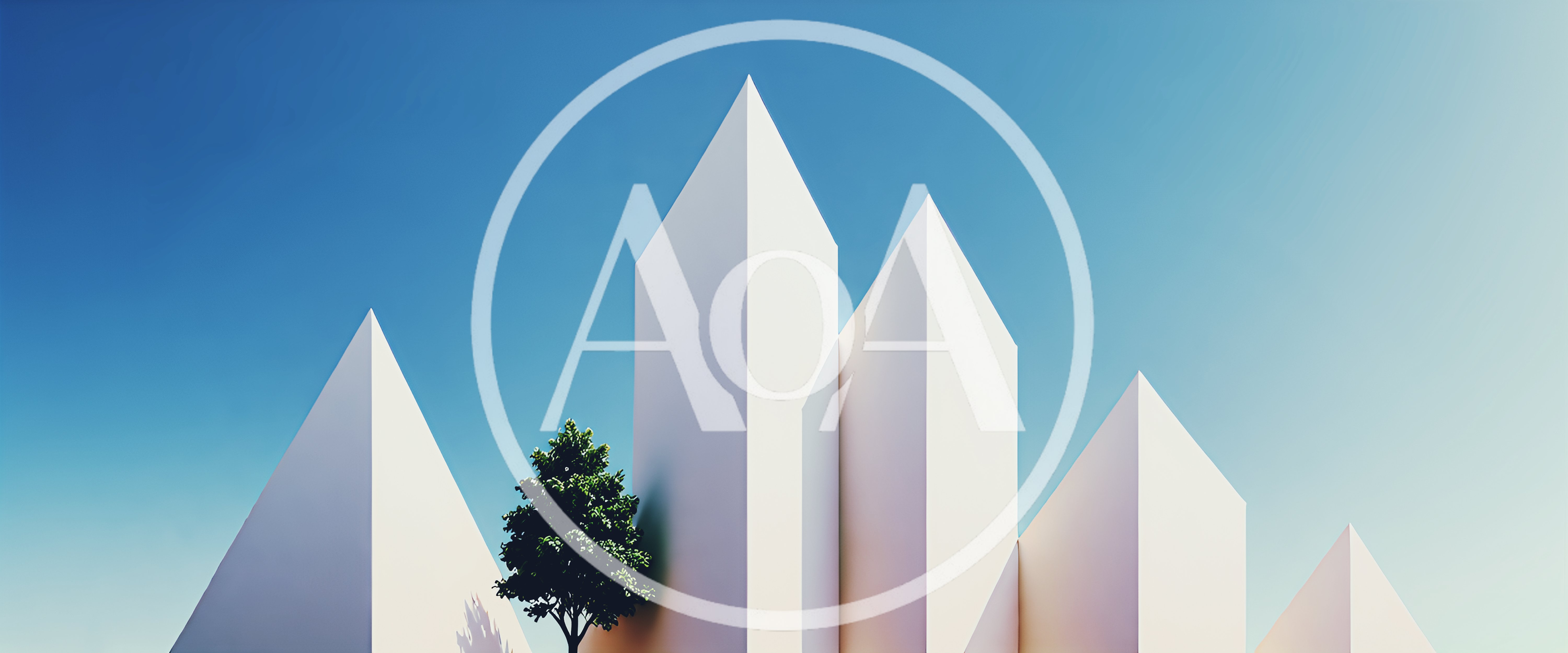 Minimalist White Geometric Buildings With A Single Tree