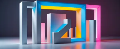Abstract Geometric Shapes With Neon Lighting
