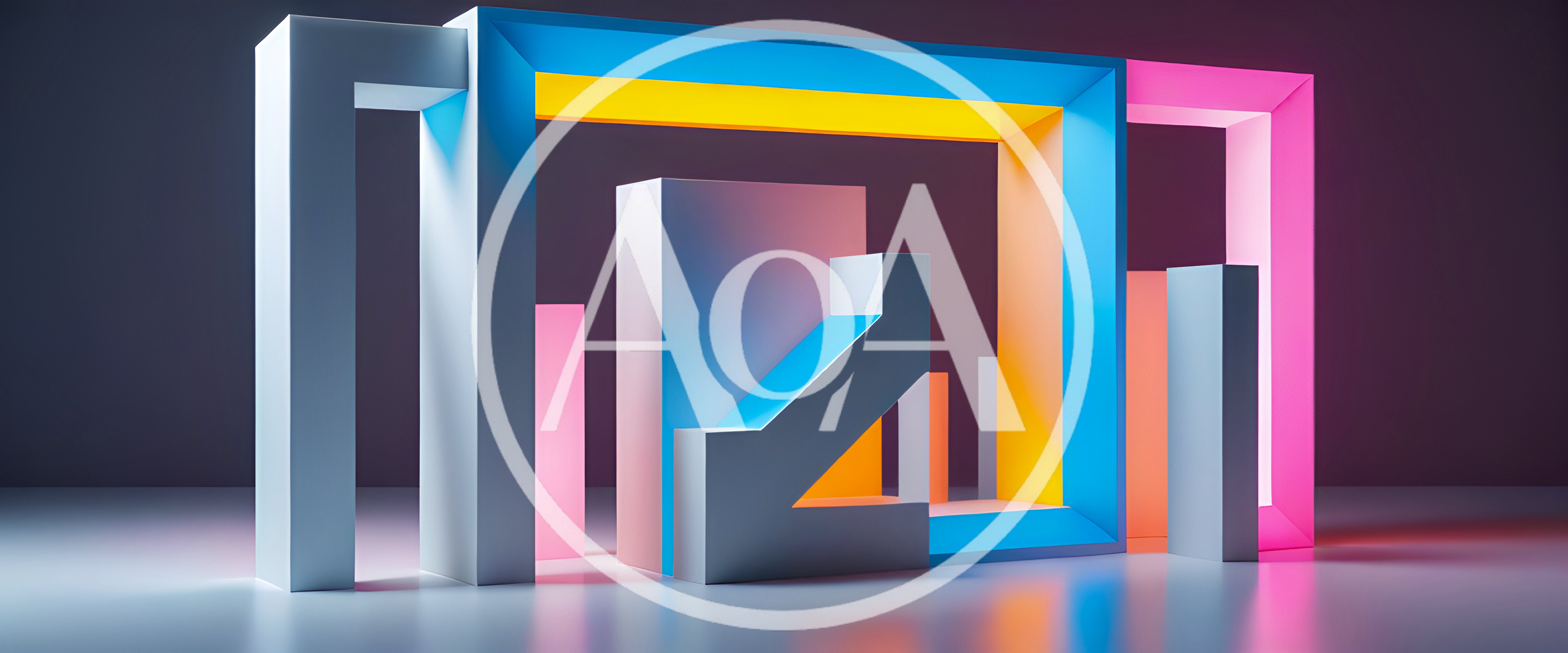 Abstract Geometric Shapes With Neon Lighting