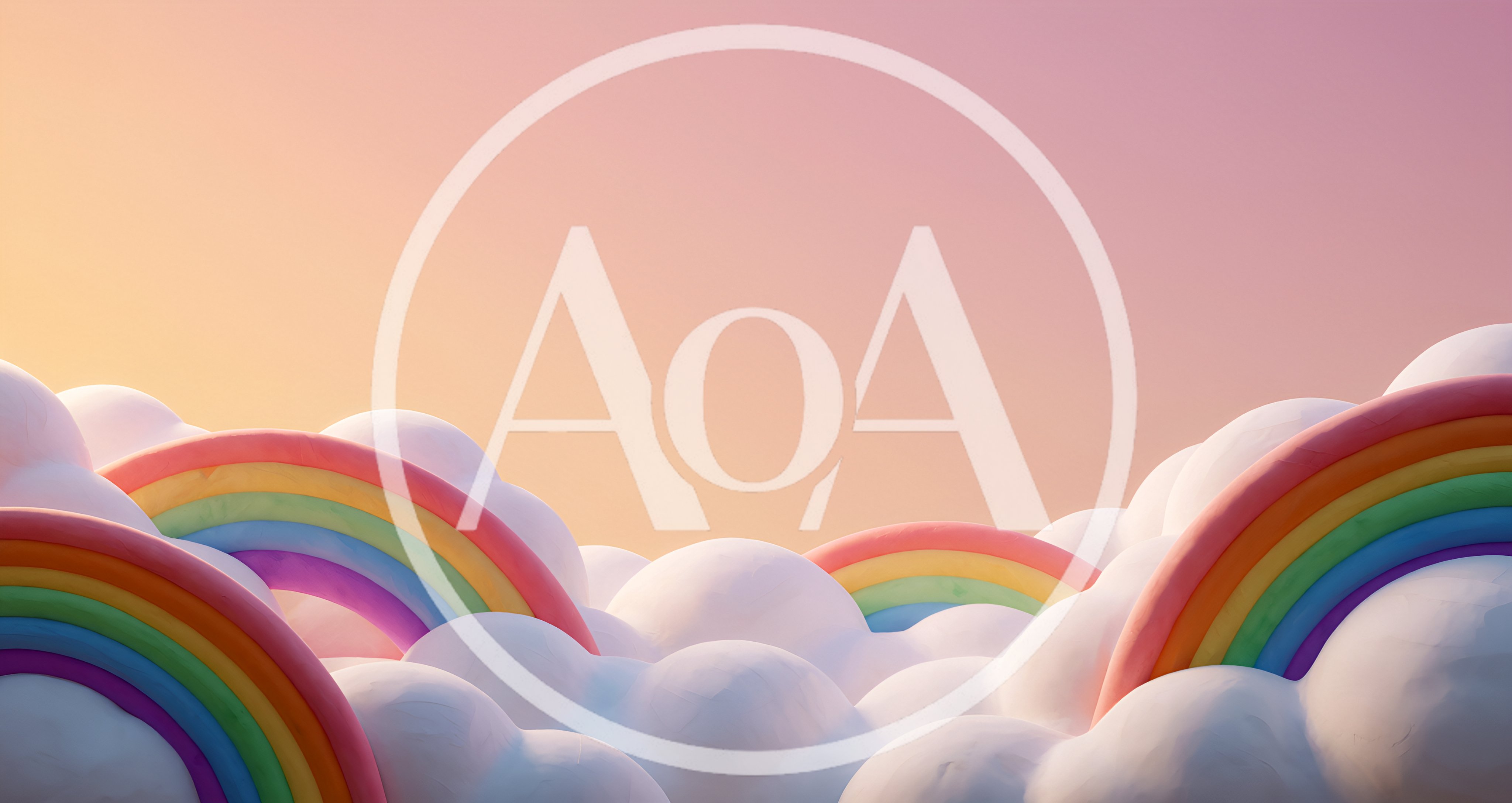 Stylized Rainbows Emerging From Soft Pastel Clouds