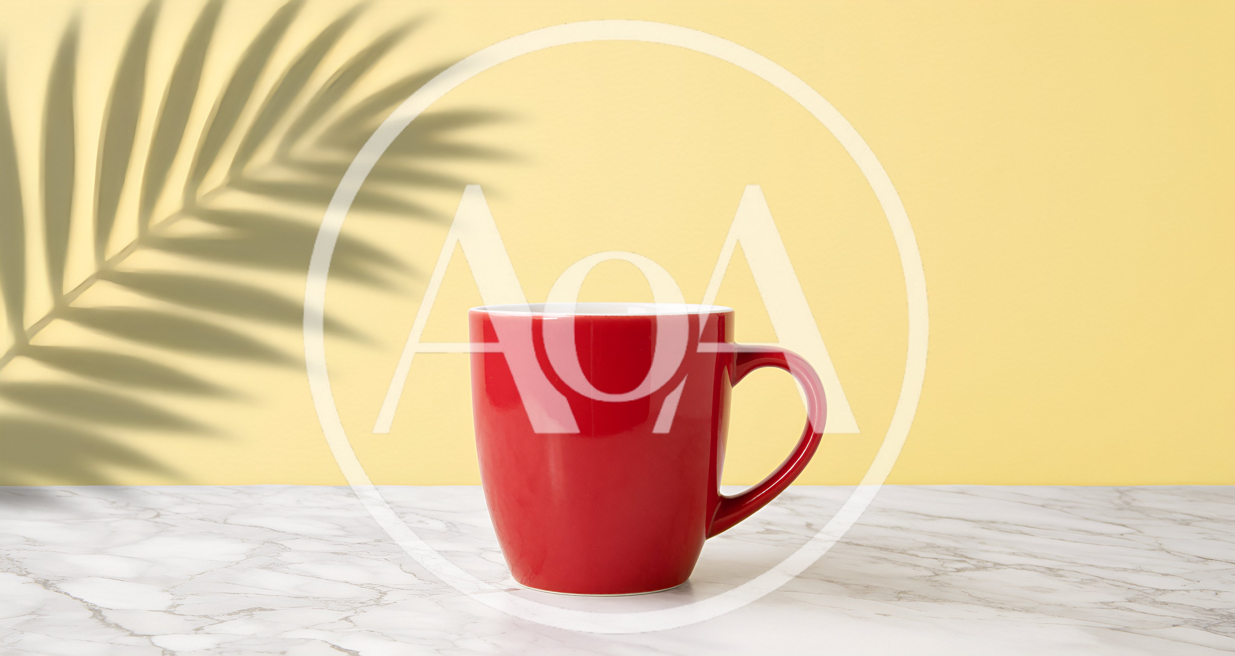 Red Coffee Mug on Marble Surface