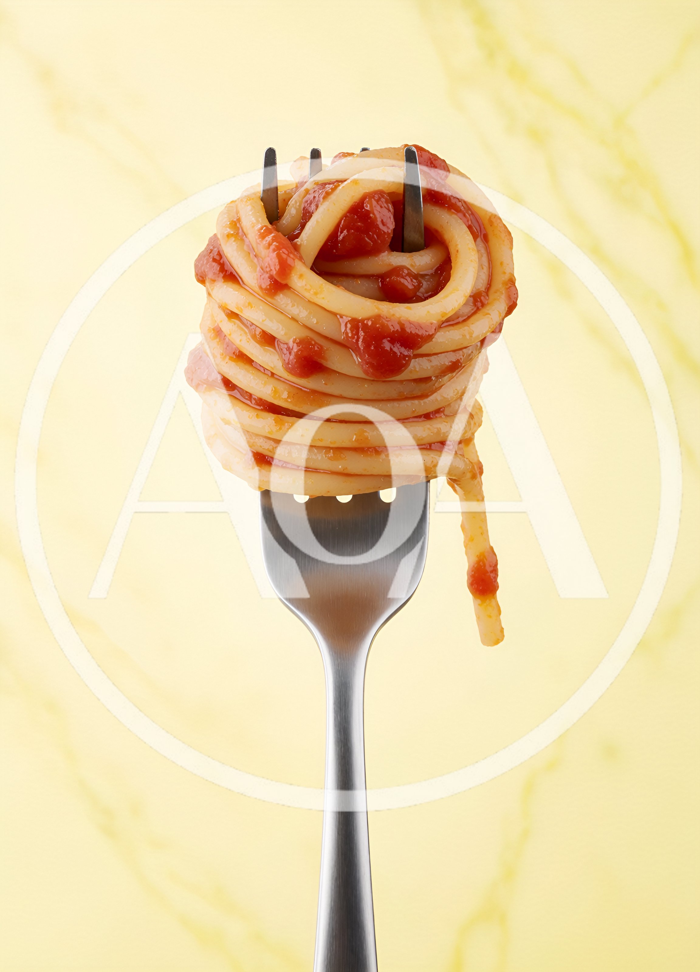 Spaghetti Pasta Twirled On A Silver Fork