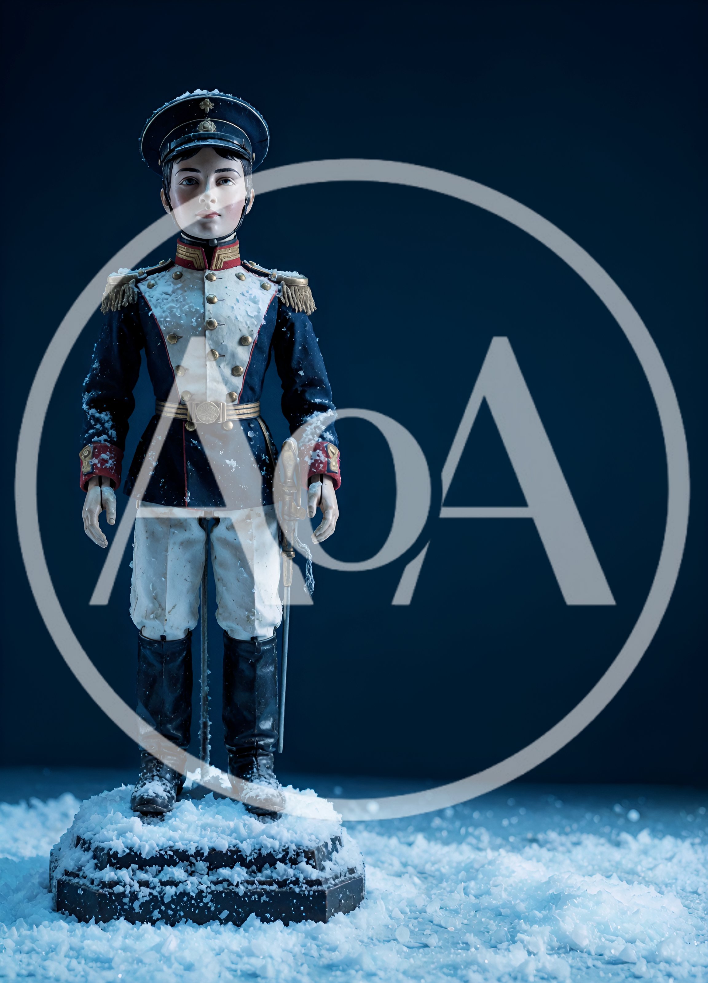 Vintage Toy Soldier Doll Standing In Snow